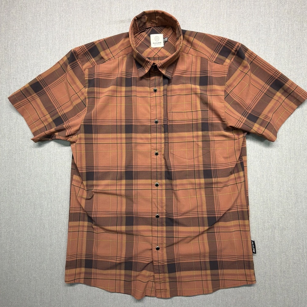 Flylow Shirt Mens Large L Plaid Pearl Snap Outdoor Hiking Performance